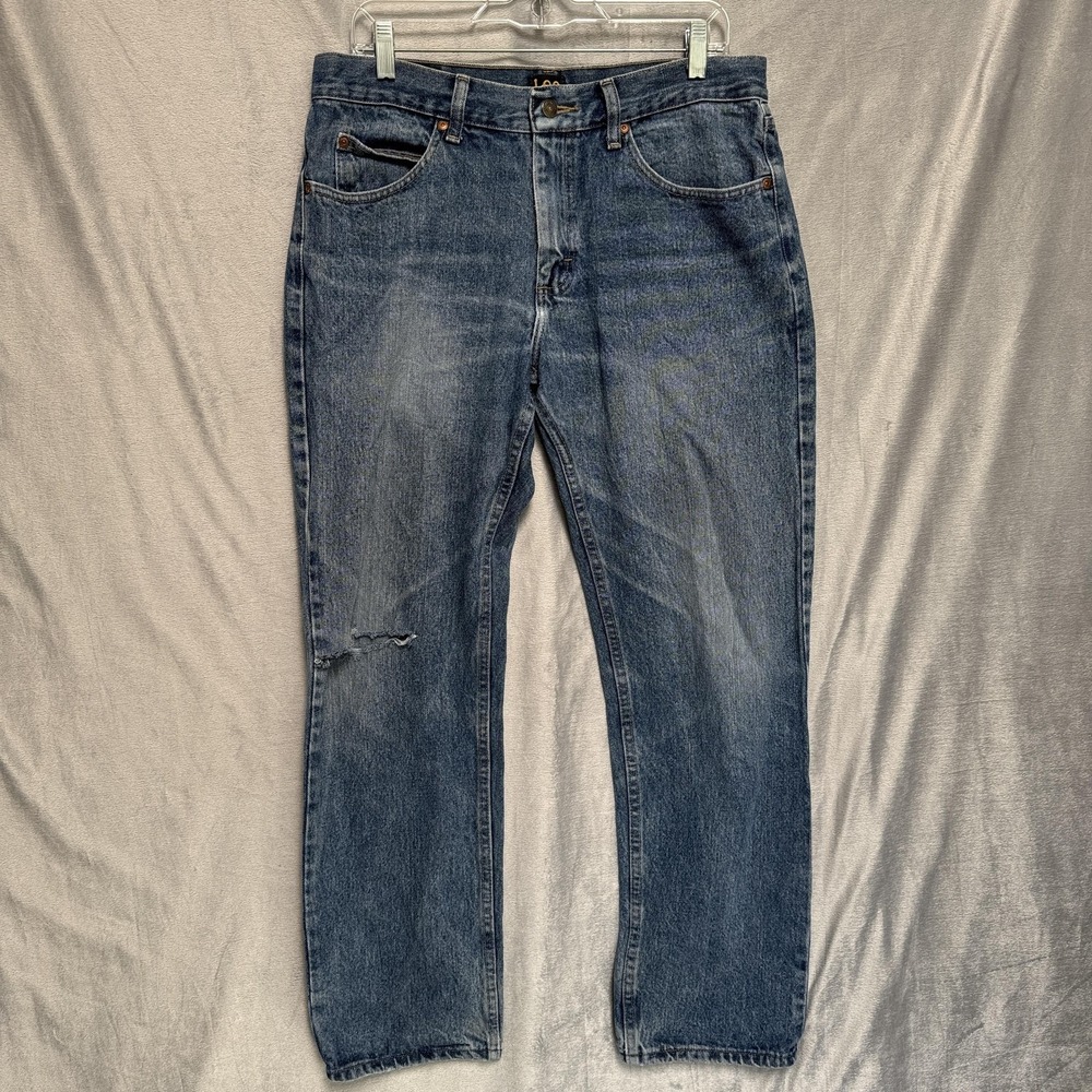 Lee Regular Fit Jeans Mens 33x30 Blue Denim Straight Leg Classic 100% Cotton